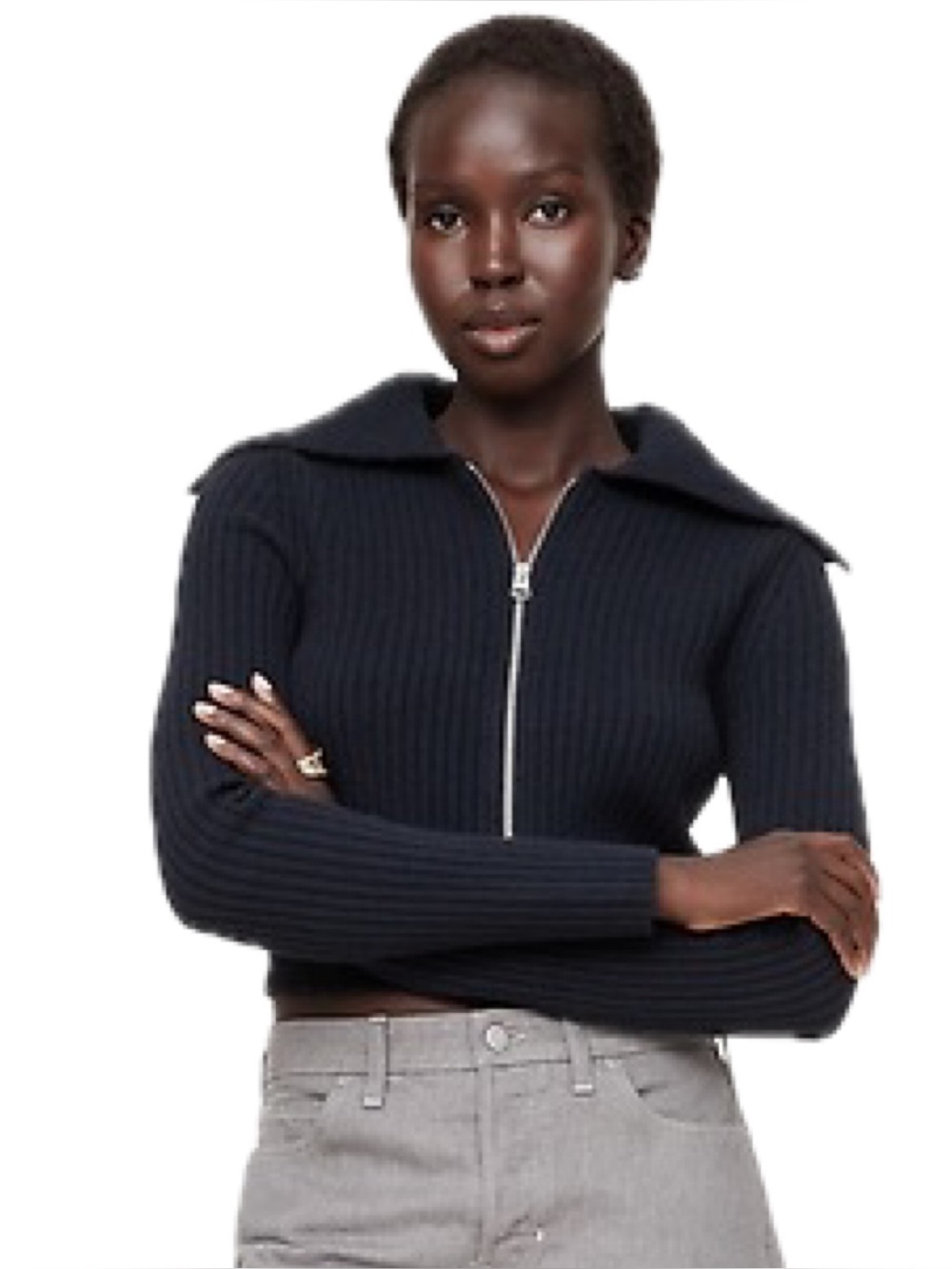 Banana Republic Ribbed Bomber Sweater With Cashmere